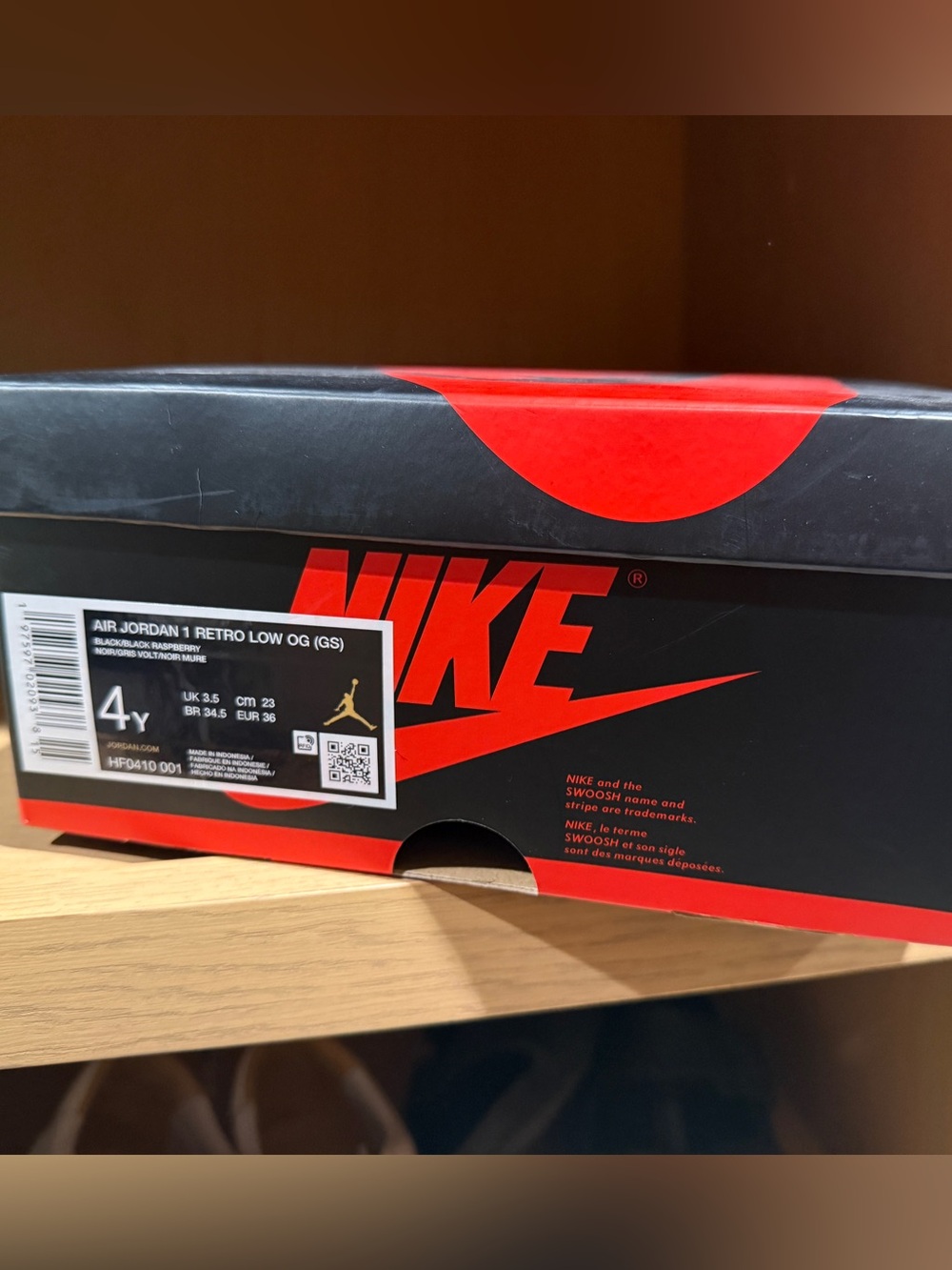 Bigw Kid's Air Jordan 1 Retro Low OG Black/Black Raspberry, Glow in the dark - Picture 10 of 10